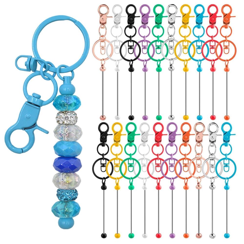 5164 100 Pcs Beadable Keychains Bulk Kit – DIY Keychain Making Supplies